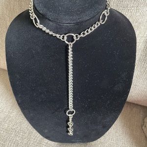 Silver link choker necklace